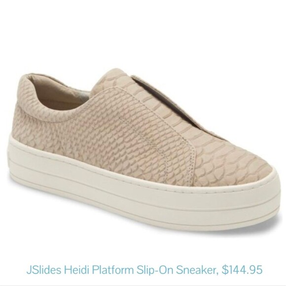 J/Slides Heidi Slip-On Leather Sneakers - Snake Embossed Cream - Picture 13 of 13